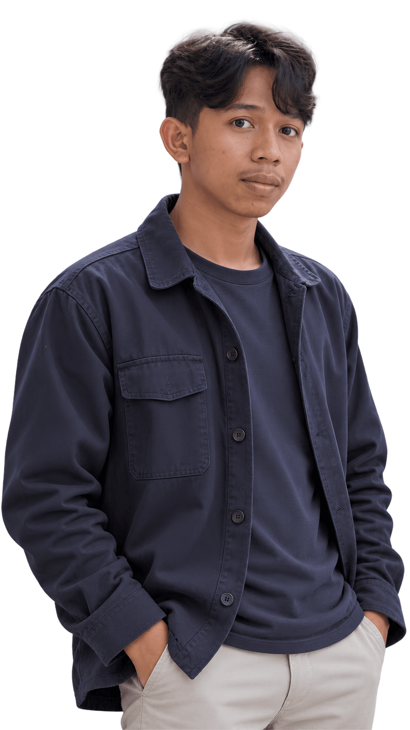 Potret placeholder seorang kreator teknologi dengan pose tenang